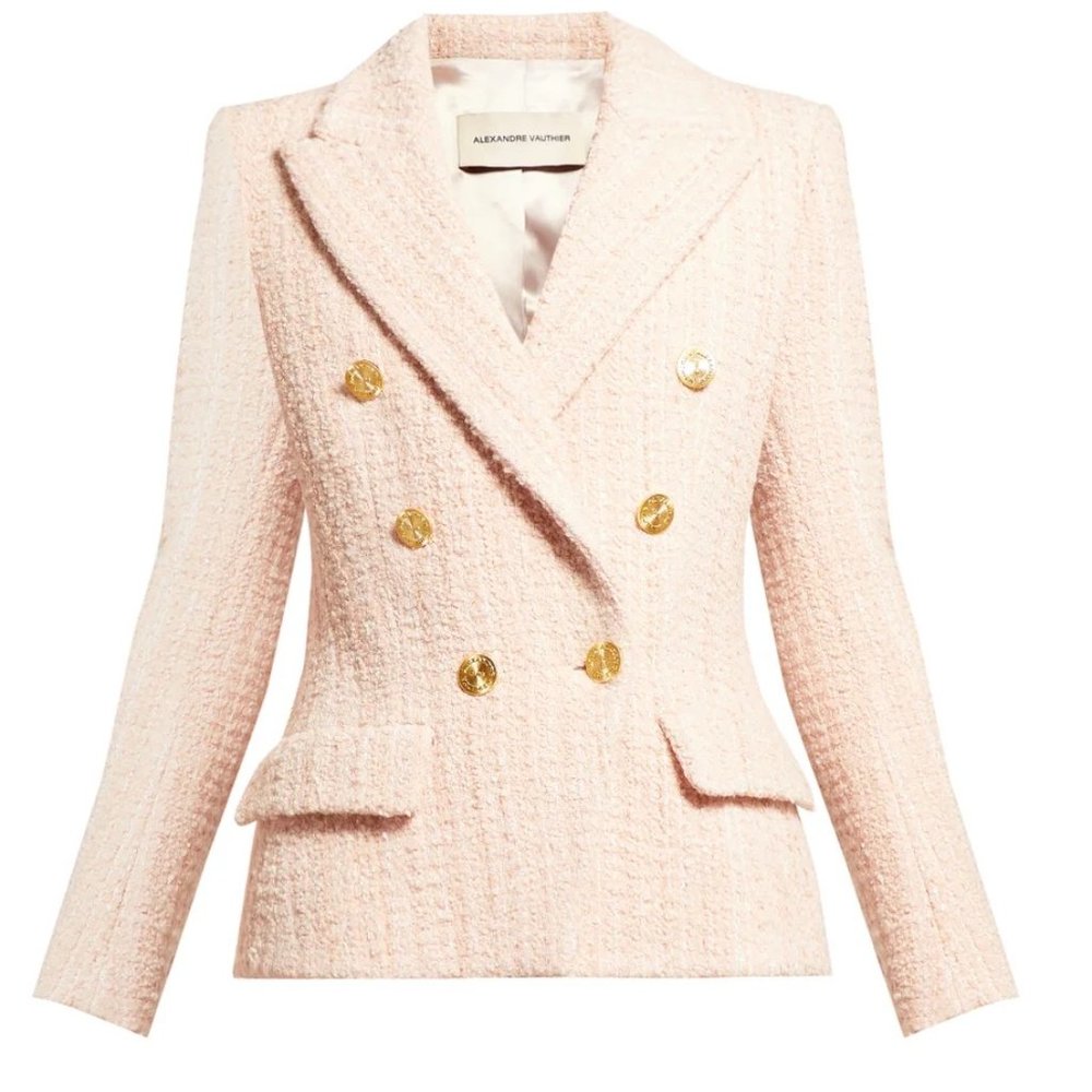 Alexandre Vauthier Pink Double-Breasted Wool-Blend Tweed Jacket - Picture 2 of 10